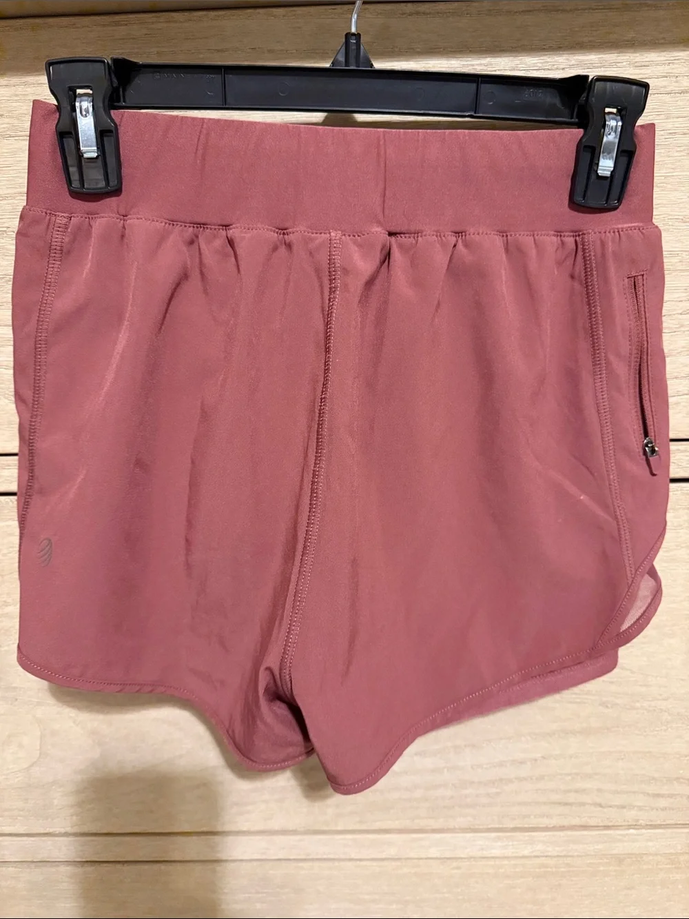 MPG Layered Drawstring Athletic Shorts in Dusty Rose